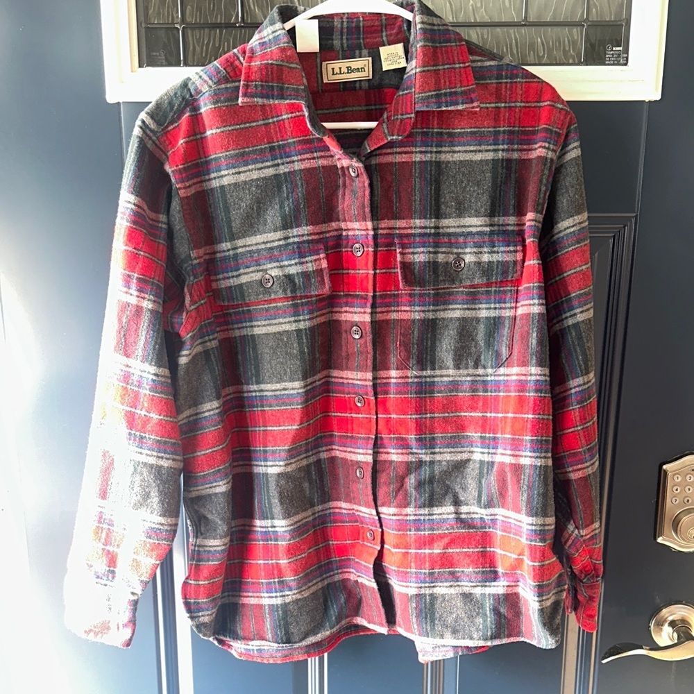 L.L. Bean Red and Gray Flannel Shirt